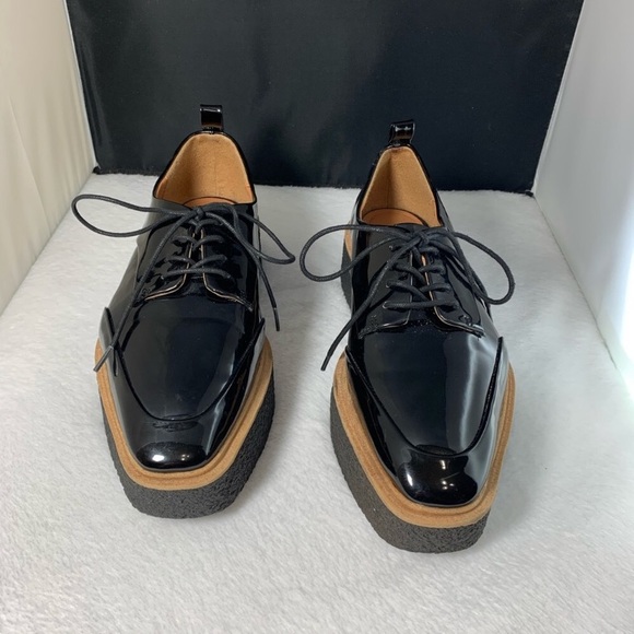 Zara black patent oxford platform brogues 39 8.5 - Picture 6 of 6